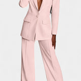 Ensemble de Blazer Ajusté et Pantalons à Jambes Larges Marnie