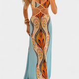 Robe Sytella Cut-Out avec Imprimé Abstrait et Dos Nu