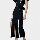 Top Fabiana Élégant avec Volants et Coutures en Contraste