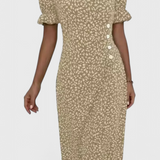 Robe Midi Fleurie Joana avec Décolleté en V et Manches Courtes