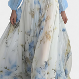 Robe Longue Eliane avec Imprimé Floral et Décolleté en V Profond