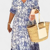 Robe Florale Bohème Elcira avec Décolleté en V et Volants