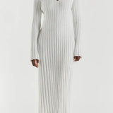 Robe en Tricot Côtelé Darla avec Ceinture