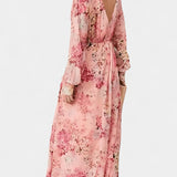 Robe Maxi Florale Boho Amaliya avec Manches Longues et Taille Définie