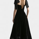 Robe Midi en Velours Sans Bretelles Ajla avec Nœud