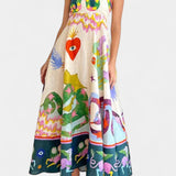 Robe Midi en Mélange de Lin Imprimée Arlene