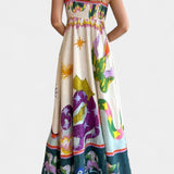 Robe Midi en Mélange de Lin Imprimée Arlene