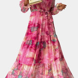 Robe Maxi Enveloppante avec Imprimé Floral Dajana