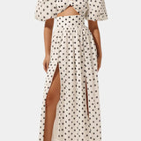 Ensemble Jupe et Top à Pois Sherine avec Manches Bouffantes