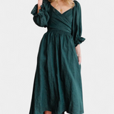 Robe Petra à Deux Niveaux avec Corps Froncé et Manches Bouffantes