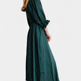 Robe Petra à Deux Niveaux avec Corps Froncé et Manches Bouffantes