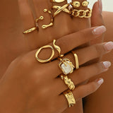 Bague Ouverte en Métal Géométrique