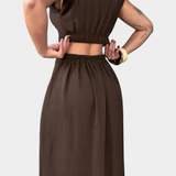 Robe Midi Griselda avec Boutons et Taille Ouverte