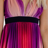 Robe Cecilia Plissée avec Dos Ouvert et Imprimé Dégradé