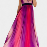 Robe Cecilia Plissée avec Dos Ouvert et Imprimé Dégradé