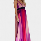 Robe Cecilia Plissée avec Dos Ouvert et Imprimé Dégradé