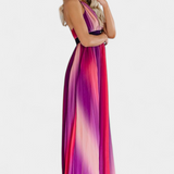 Robe Cecilia Plissée avec Dos Ouvert et Imprimé Dégradé