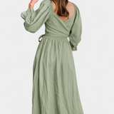 Robe Petra à Deux Niveaux avec Corps Froncé et Manches Bouffantes