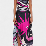 Ensemble Ciana en Satin avec Jupe Abstraite et Top Halter