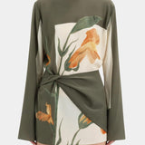 Robe Florale Joaquina avec Détail Torsadé et Dos Ouvert