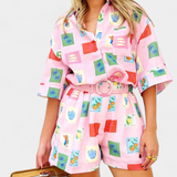 Ensemble Chemise et Short Mariluz avec Imprimé Rose