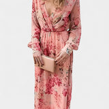 Robe Maxi Florale Boho Amaliya avec Manches Longues et Taille Définie