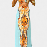 Robe Sytella Cut-Out avec Imprimé Abstrait et Dos Nu