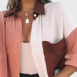 Blouse Juniper à Boutons avec Color Block