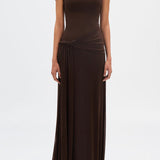 Robe Maxi en Maille Drapée Off-Shoulder Eranda