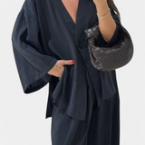 Ensemble Top à Col V Oversized Eli et Pantalons Droits