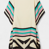 Caftan Géométrique Elenora avec Coupe Ample et Tissu en Maille en Forme de Papillon