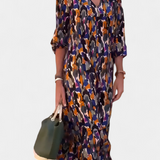 Robe Teodora Rétro avec Décolleté en V et Manches Bouffantes