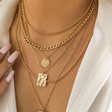 Collier avec Pendentif en Chaîne Métallique Géométrique