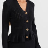 Ensemble de Robe Midi en Maille Raffinée Prudence avec Top Boutonné