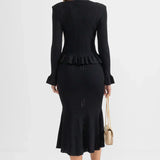 Ensemble de Robe Midi en Maille Raffinée Prudence avec Top Boutonné