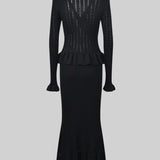 Ensemble de Robe Midi en Maille Raffinée Prudence avec Top Boutonné