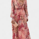 Robe Maxi Florale Boho Amaliya avec Manches Longues et Taille Définie