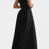 Mono sans manches à jambes larges Blanche avec plis et col rond