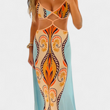 Robe Sytella Cut-Out avec Imprimé Abstrait et Dos Nu