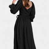 Robe Petra à Deux Niveaux avec Corps Froncé et Manches Bouffantes