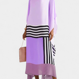 Caftan Géométrique Elenora avec Coupe Ample et Tissu en Maille en Forme de Papillon