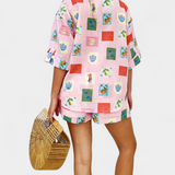 Ensemble Chemise et Short Mariluz avec Imprimé Rose