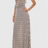 Robe Maxi à Pois Melody avec Col Halter et Taille Froncée