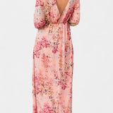 Robe Maxi Florale Boho Amaliya avec Manches Longues et Taille Définie