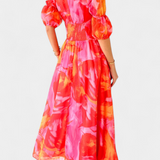 Robe Maxi Essja avec Manches Bouffantes et Décolleté en V