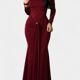 Robe Vesna à Une Épaule avec Manches Longues