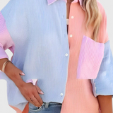 Blouse Juniper à Boutons avec Color Block