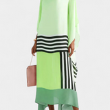 Caftan Géométrique Elenora avec Coupe Ample et Tissu en Maille en Forme de Papillon