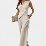 Ensemble Gilet Sans Manches et Pantalons à Jambes Larges Heskia