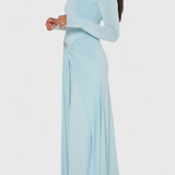 Robe Fátima Ajustée avec Plis et Détails Métalliques